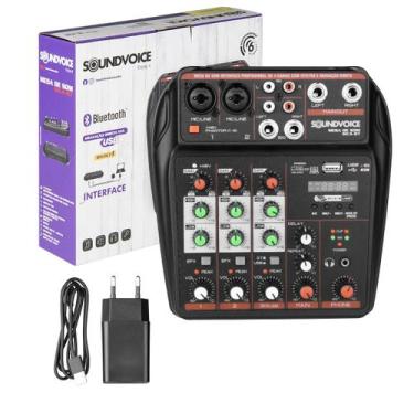 Imagem de Mesa De Som Bluetooth Interface Pc 4 Canais Efeitos Mc4bt Nf - SOUNDVO