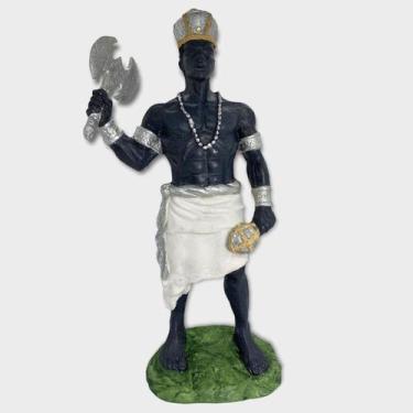Imagem de Escultura Orixá Xangô Ayrá Branco 26 cm em Resina - Lua Mística - 100%