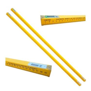 Imagem de Kit 2 Réguas Para Balcão Mesa 1 Metro Padrão Inmetro Amarela - Plastme