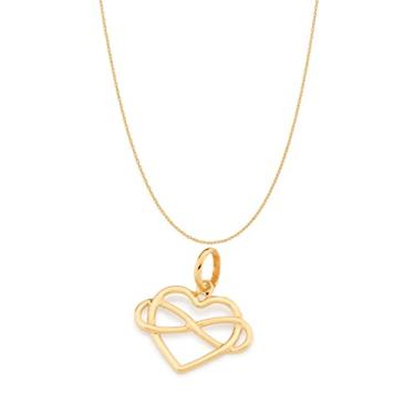 Imagem de Colar Rommanel Banhado Ouro Pingente Coração Com Infinito Entrelaçado 42cm