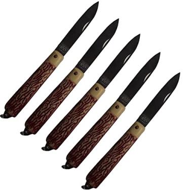 Imagem de 5 Canivete Inox De Bolso Cabo Plástico Trava Segurança 18 cm