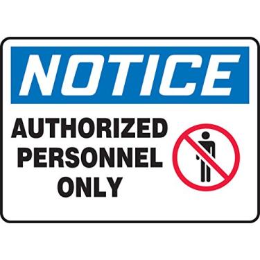 Imagem de Accuform Placa MADM870XT Dura-Plástico, Legend "Aviso Autorizado Somente Pessoal", 17,78 cm Comprimento x 25,40 cm Largura x 0,16 cm Espessura, Vermelho/Preto/Azul no Branco, 17,78 cm Altura: 25,40 cm de largura, 17,78 cm x 25,40 cm