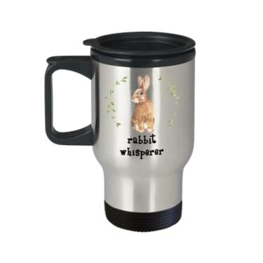 Imagem de Caneca de viagem Rabbit Whisperer - Coelho Whisperer Copo de café isolado - Presentes Rabbit Whisperer