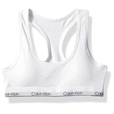 Imagem de Calvin Klein Sutiã moderno de algodão moldado com biscoitos para meninas, Branco clássico, P