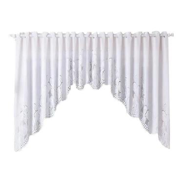 Imagem de Cortina Renda Cascata Tulipinhas Branca Cozinha