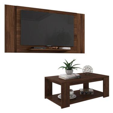 Imagem de Conjunto Sala de Estar Painel Mesa Marrom Multiplus Caemmun