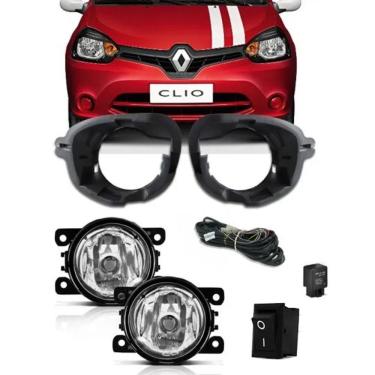 Imagem de Kit Farol de Milha Neblina Renault Clio 2013 2014 2015 2016 + Base Para Fixação - Interruptor Alternativo