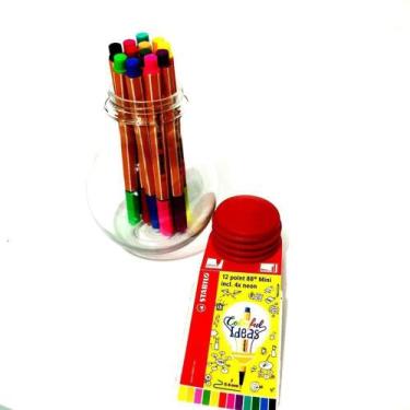 Imagem de Kit Canetas Stabilo Mini Colorful Ideas 12 Cores 88 Fineliner 0.4mm