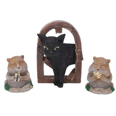Imagem de Gopher Ornaments Resin,3 Pcs Jardim Est¨¢tuas Resina Animais Estatuetas, Decora??o de P¨¢tio, Gato Preto e Gopher Ornament Set Para Decora??o Externa, Est¡§¡étua de jardim gato estatuetas resina gop