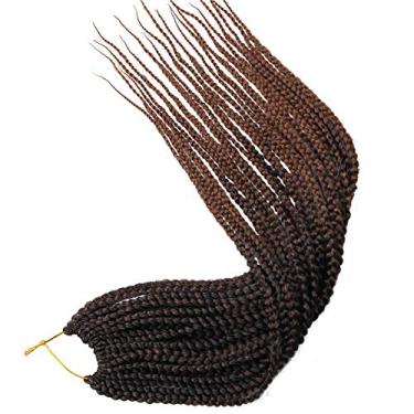 Imagem de Mayloss 6 Pacotes/lote (14/18/24/30) polegada 1 cm 20 Fios/pacote 3X Caixa Fina Trança Crochet Extensionin de Cabelo Diâmetro 3X Trança Sintética Extensões de Cabelo Crochet Tranças Cor de Cabelo (14 polegad, T1B/30)