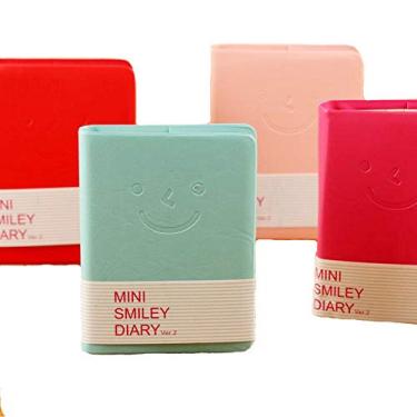 Imagem de Pacote com 4 peças de caderno de bolso pequeno Super Mini Diário Sorridente cadernos livro de notas 10 x 7,6 cm Capa de couro PU cor aleatória