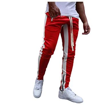 Imagem de NP calça masculina casual calça masculina agasalho streetwear, Vermelho, Large