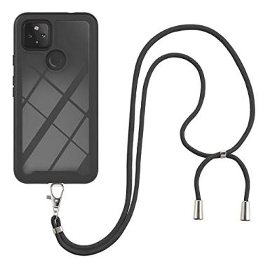 Imagem de For Google Pixel 5A 5G Starry Sky Solid Color Series Shockproof PC + TPU Protective Case with Neck Strap