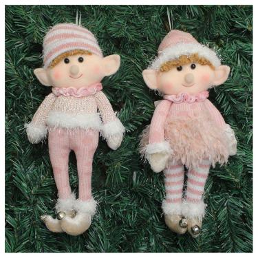 Imagem de Dupla Boneco Natalino Pendente Duende Rosa Natal