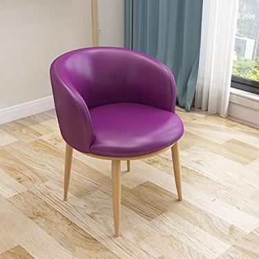 Imagem de KRASS Cadeira para casa com costas, assento acolchoado compacto e macio, cadeiras de jantar, cadeira lateral estofada de veludo com pernas de metal, cadeira de destaque para sala de estar/quarto, roxo, pés amarelos, colecionador 88