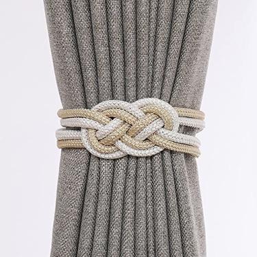 Imagem de Gravata de cortina de nó chinês luz de luxo simples fivela de cortina ímã cinto de gravata decoração de janela suportes de cortina de cortina tiebacks, T5,1 Pçs