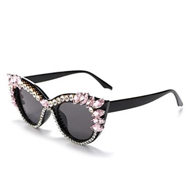 Imagem de Óculos de sol de luxo moda vintage olho de gato diamante feminino masculino cristal strass óculos de sol designer tons óculos, 7, tamanho único