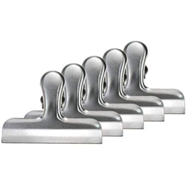 Imagem de Grampos de aço inoxidável de 7,6 cm para vedação pesada multifuncional, clipes para alimentos, grampos de papel – para vedação à prova de umidade, à prova de poeira, adereços de vedação em lanches e sacos de alimentos, escritório e casa (conjunto com 5)