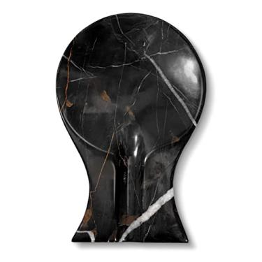 Imagem de TheWolfard Descanso de colher de mármore preto feito à mão de luxo para balcão de cozinha, suporte de utensílios de cozinha para fogão, espátula, suporte de colher de bancada