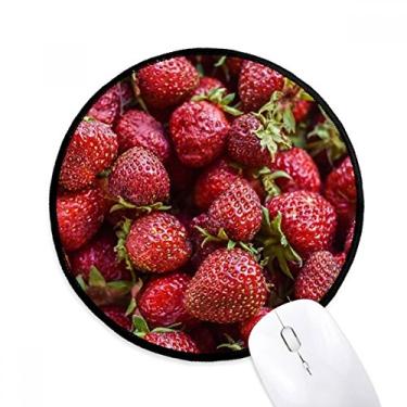 Imagem de DIYthinker Mouse pad com imagem de frutas vermelhas morango frescas desktop escritório tapete redondo para computador