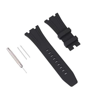 Imagem de TONECY Kit de modificação Pulseira de caixa de metal para Apple Watch Bands Series 8 Series 7 45mm Correa iWatch Band 44mm Borracha Pulseira Fecho de Pulseira (Cor: Pulseira preta)