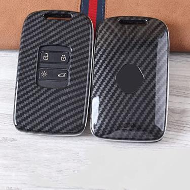 Imagem de YJADHU Capa de chave de carro capa de chave de imitação de fibra de carbono corrente, apto para Renault Kadjar Megane Koleos QM5 QM6 2016-18, um modelo apenas Shell