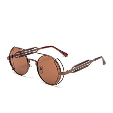 Imagem de Óculos de Sol Redondos Steampunk Moda Masculina Retro Punk Óculos de Sol Para Mulheres Tons Vintage, 3, Tamanho Único