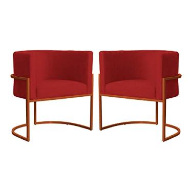 Imagem de Kit 02 Poltronas Decorativa Luana Base Bronze Suede Cores - DS Estofados