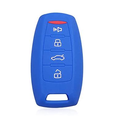 Imagem de WSWJDW Capa de silicone para chave de carro capa chaveiro chaveiro bolsa, apto para HAVAL N6 F7X F7 capa de chave de carro HAVAL H2 H3 H5 H6 H7 H8 H9, azul