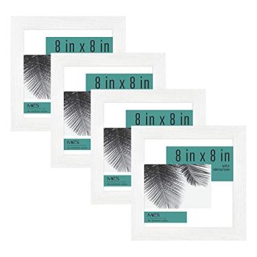Imagem de MCS Porta-retrato Studio Gallery 20 x 20 cm, madeira branca, pendurar na parede e cavalete para exibição de tapletop, moldura quadrada para fotos, pôsteres e impressões de arte (pacote com 4)