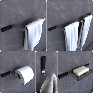 Imagem de Kit Acessórios Para Banheiro Cromado e Preto Empire 5 peças