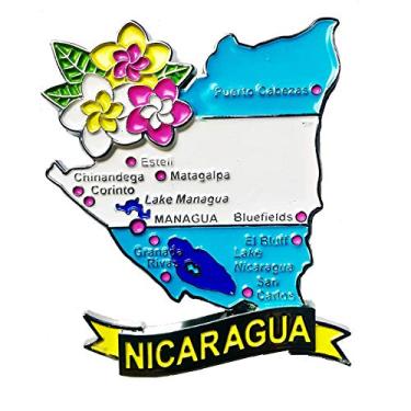 Imagem de Imã Nicarágua – Imã Mapa Nicarágua Bandeira Cidades Símbolos - Mapa Mundi Magnético - Imã Geladeira Nicarágua