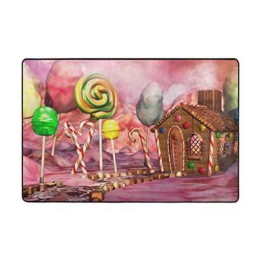 Imagem de My Little Nest Tapete de área Fantasy Candy Chocolate House leve 6 x 7 cm, esponja de memória para ambientes internos e externos, tapete para decoração de entrada, sala de estar, quarto, escritório, cozinha, corredor