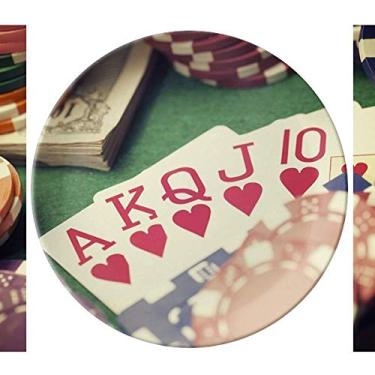 Imagem de Hearts Flush Prato decorativo de porcelana para jogos de pôquer, Prato de jantar