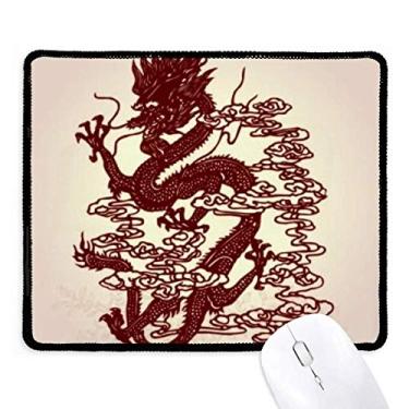 Imagem de Mousepad de dragão chinês com borda costurada, tapete de borracha para jogos