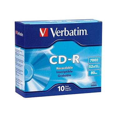 Imagem de Verbatim Disco gravável Cd-R, 700 Mb/80 min, 52x, estojo fino, prata, pacote com 10