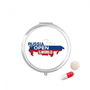 Imagem de Porta-comprimidos, porta-comprimidos, caixa de armazenamento de medicamentos com mapa aberto ao mundo da Rússia