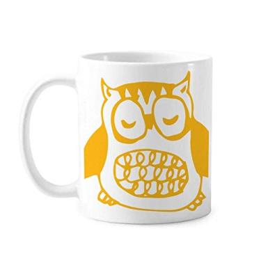 Imagem de Caneca de cerâmica para amantes de animais de estimação de coruja gorda de desenho animado Caneca de porcelana de café