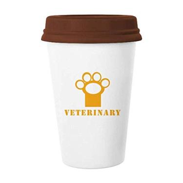 Imagem de Caneca de cerâmica com garra de cachorro laranja veterinário copo de café copo de cerâmica