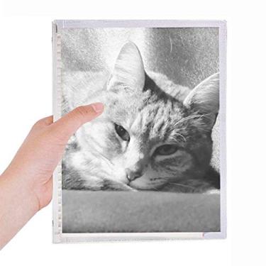 Imagem de Caderno com foto de gato cinza puro animal com folhas soltas diário recarregável