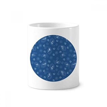 Imagem de Suporte para caneta de escova de dentes tradicional céu azul com estampa de bolinhas para noite copo de lápis