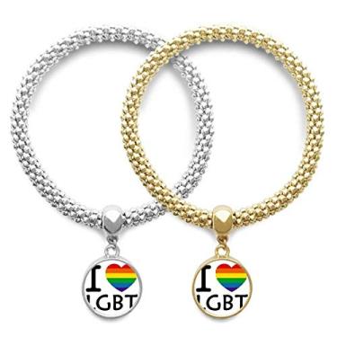Imagem de DIYthinker Arco-íris Transgênero Bissexuais LGBT Lover Pulseira Pingente Joias Corrente Presente Casal
