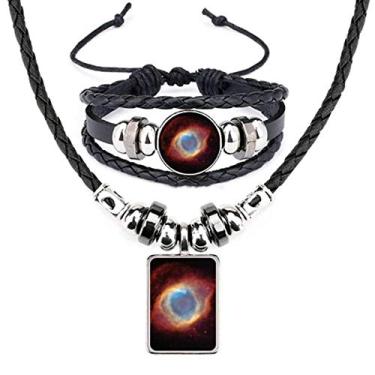Imagem de Conjunto de joias de pulseira de couro com estrelas do planeta vermelho e azul