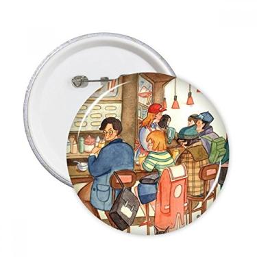 Imagem de Miaoji Pintura Gato Restaurante Pegador Rato Pinos Redondo Emblema Decoração Roupas 5 peças Presente