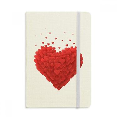 Imagem de Caderno em formato de corações vermelhos, dia dos namorados, capa dura em tecido, diário clássico