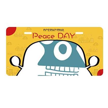 Imagem de DIYthinker Placa de licença Alien Cyclops Universo e Alienígena Criatura Placa de carro Decoração Dia da Paz