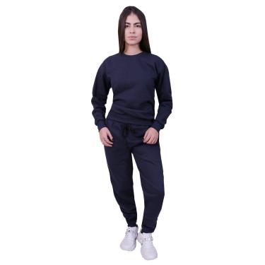 Imagem de Conjunto Moletom Feminino Liso Fechado Azul Marinho-Feminino