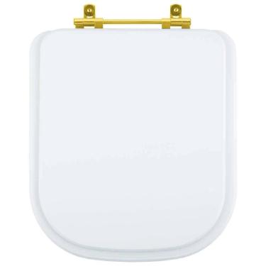 Imagem de Tampa de Vaso Debba Branco para bacia Roca Com Ferragem Dourada