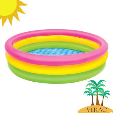 Imagem de Piscina Inflável Infantil Pôr do Sol 131L Redonda Colorida