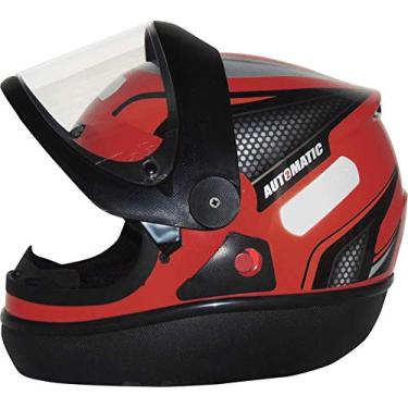 Imagem de Capacete FW3 AUTOMATIC VERMELHO COM PRATA 56 COM VISEIRA CRISTAL
